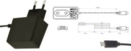 Zasilacz POSC 5V/2A/10W, adapter czarny, gniazdo AC:CEE 7/16. wtyk micro USB
