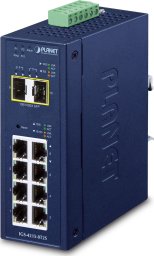 PLANET IP30 Industrial L2/L4 8-Port Zarządzany L2/L4 Gigabit Ethernet (10/100/1000) Niebieski