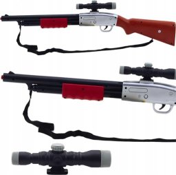 LeanToys Karabin Strzelba Rekwizyt Pasek Na Ramię Luneta Brązowy dźwięk 65cm