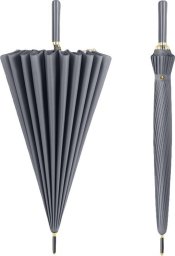 Ecarla Elegancki parasol z rączką duży szary 24K PAR11SZ