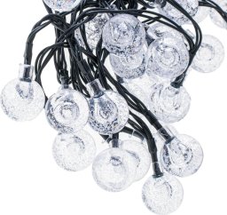 Lampki ogrodowe solarne kulki 7m 50LED zimny biały