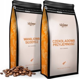 Zestaw Kawa ziarnista 1kgX2 CZEKOLADOWA PRZYJEMNOŚĆ/WANILIOWA SŁODYCZ Świeżo Palona do ekspresu + GRATIS