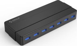 HUB 7-portowy USB-A 3.0 - czarny