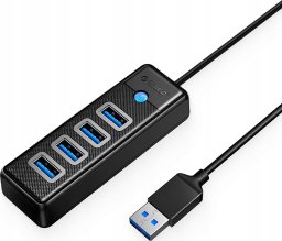 HUB 4-portowy USB-A 3.0 przewód 0,15M - czarny