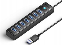 HUB 7-portowy USB-A 3.0 przewód 1M - czarny
