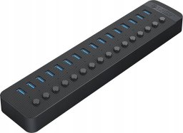 HUB 16-portowy z włącznikiem USB-A 3.0 - czarny