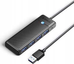 HUB 4-portowy input: USB-C 3.0 / output: 4x USB-A 3.0 przewód 0,15M - czarny