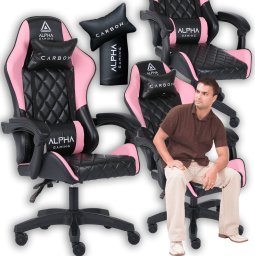 Fotel Gamingowy Krzesło Gracza Biurowy Alpha Gaming Carbon Różowy Porządny