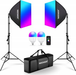 Zestaw Oświetleniowy 2x Softbox 60cm / Statyw 210cm / 90 Żarówka Rgb Bluetooth / Nk800