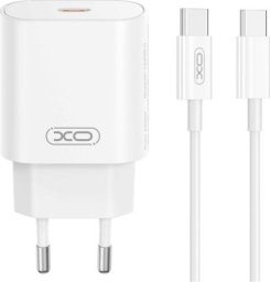 XO szybka ładowarka sieciowa CE25 PD QC 3.0 25W 1x USB-C biała + kabel C-C