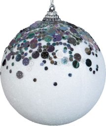 Bombka świąteczna plastikowa choinkowa BSTR36B 10cm biała + srebrna x4