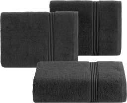 Ręcznik bawełniany frotte z ozdobną bordiurą MOLLY 50X90 czarny
