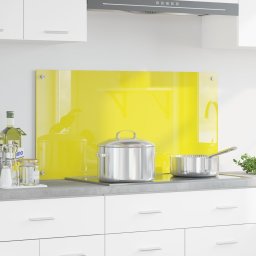 vidaXL Backsplash kuchenny Żółty szkło hartowane 100 x 50 x 0.6 cm