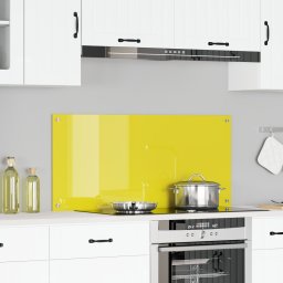 vidaXL Płytka Kaflowa Kuchennego Żółta Szkło hartowane 110 x 50 x 0.6 cm