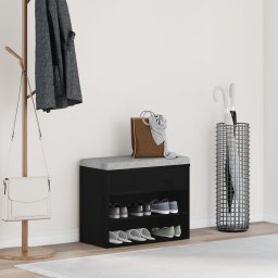 vidaXL Ławka na buty Czarny dąb 60 x 30 x 45 cm