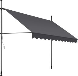 Markiza zaciskowa z korbą ręczną, regulowana wysokość - 300 x 180 cm, czarny/szary