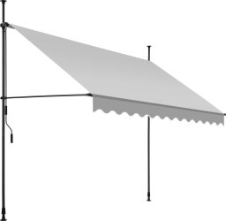 Markiza zaciskowa z korbą ręczną, regulowana wysokość - 300 x 180 cm, jasnoszary