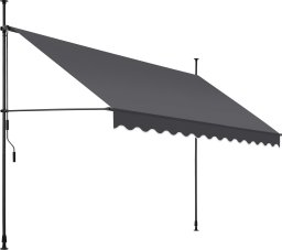 Markiza zaciskowa z korbą ręczną, regulowana wysokość - 350 x 180 cm, czarny/szary