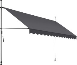 Markiza zaciskowa z korbą ręczną, regulowana wysokość - 400 x 180 cm, czarny/szary