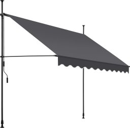 Markiza zaciskowa z korbą ręczną, regulowana wysokość - 250 x 180 cm, czarny/szary