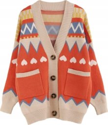Sweter Damski Pastelowy z Guzikami Czerwony