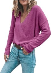 Sweter Damski Vneck Fioletowy