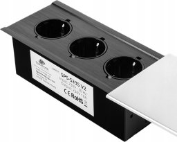 Gniazdo blatowe Spacetronik SPS-S33S V2 COMPACT Srebrne do wpuszczenia w blat