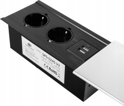 Kompaktowe Gniazdo blatowe Spacetronik SPS-S24S V2 COMPACT Wpuszczane w blat srebrne
