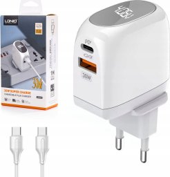 Ładowarka USB 30W panel LED kabel USB-C USB-C LDNIO A2522C_CC