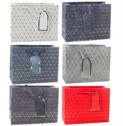 Torba Prezentowa Geometryczna Złote Linie 23 x 18 x 10 cm