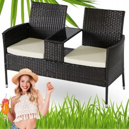 Sofa Kanapa Rattanowa Ława Ławka Ogrodowa Na Taras Ogród KENT Brązowa