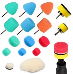 ZESTAW MINI KOŃCÓWEK GĄBEK POLERSKICH DO POLEROWANIA DETALI 16EL