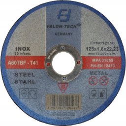 TARCZA DO CIĘCIA STALI METALU INOX SZLIFIERKI KĄTOWEJ 125mm 125x1,6mm