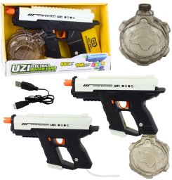 LeanToys Zabawka wodna do ogrodu Elektryczny Pistolet Na Wodę Automatyczny 10m Czarno Biały 800ml (24378)