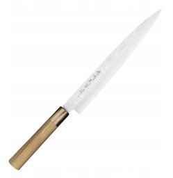Hideo Kitaoka Aogami#2 Satin Damascus Nóż Yanagiba 24 cm