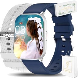 Zegarek dziecięcy smartwatch KOMUNIA RNCF34 srebrny z dwoma paskami