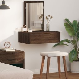 toaletka vidaXL brązowy dąb lite drewno dębowe 60 x 40 x 70 cm lustro