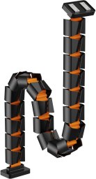 Organizer kabli, G�sia szyja z magnetycznym mocowaniem, czarno-pomara�czowy, 1285mm, do sto��w z regulacj� wysoko�ci, Powerton