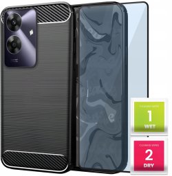 Hello Case Etui do Realme Note 60 (Czarne, Pancerne, Karbon, Case, Pokrowiec) SZKŁO