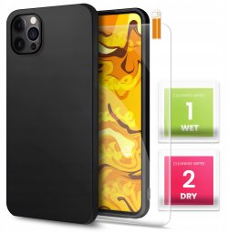 ETUI DO APPLE IPHONE 12 PRO GUMOWE CZARNE MATOWE SILIKON POKROWIEC   SZKŁO