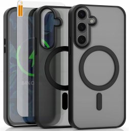 Hello Case Etui Do Samsung Galaxy S24 (Do Magsafe, Czarne Matowe, Wzmacniane)   Szkło