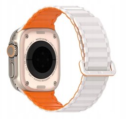 DUX DUCIS pasek KJ silikonowy do Apple Watch 42 / 44 / 45 / 49 mm srebrno pomarańczowy