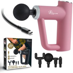 Extralink Massage Gun Mini Różowy | Pistolet Do Masażu | 4 Końcówki