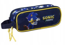 Piórnik Szkolny Podwójny Dla Chłopca Saszetka Czarny Niebieski Zamek Sonic