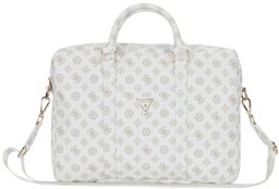 Bag Guess 4G Peony Front Pocket Zipper Triangle Logo 16" white