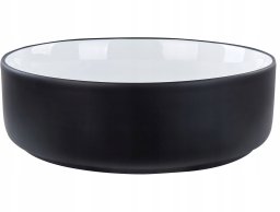 Umywalka Beliani Umywalka nablatowa ceramiczna ⌀ 36 cm biała z czarnym CALIG