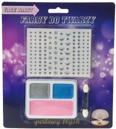 Farby do malowania twarzy perłowe z naklejkami