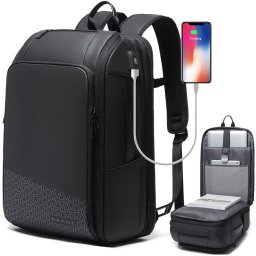 Plecak wodoodporny Bange na laptopa 15.6" miejski podróżny 49x31x18 cm powiększany do pracy samolotu męski damski z gniazdem USB Czarny