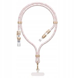 Kabel USB Dudao USB-A - USB-C + Lightning 1.5 m Różowy (6976625334421)