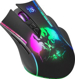 Mysz bezprzewodowa Defender KRONOS GM-695 optyczna 1600dpi czarna RGB AKUMULATOR 6 przycisków Gaming
